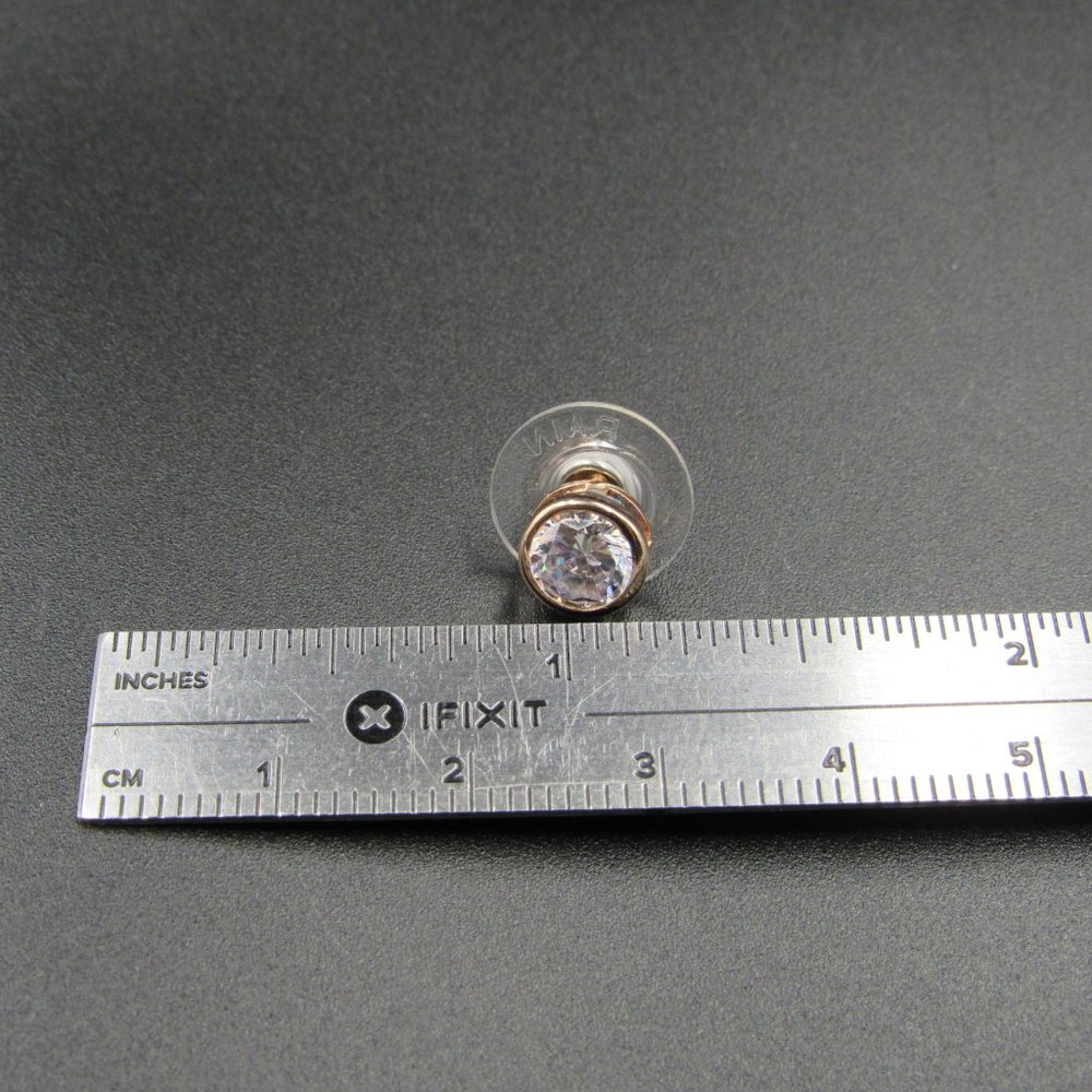 Sterling Rose Gold Tone Cubic Zirconia Earrings - Picture 5 of 6